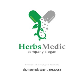 Herbs Medic Logo Template Design Vector, Emblem, Design Concept, Creative Symbol, Icon