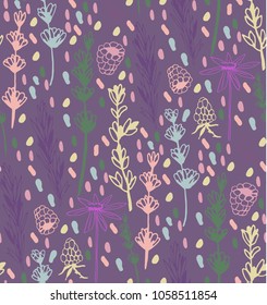Herbs and medicinal plants seamless pattern