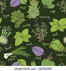 Herbs on the dark background pattern