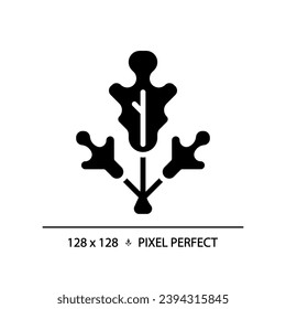 Kräuter Pixel perfekte schwarze Glyphe Symbol. Pflanzenfutter. Bio-Produkt. Gesunder Lebensstil. Natürliche Würzung. Silhouette-Symbol auf weißem Raum. Festes Piktogramm. Vektorgrafik einzeln