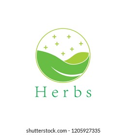 herbs plus medical leaf logo vector