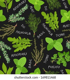 Herbs seamless pattern