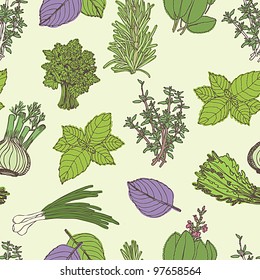 Herbs seamless pattern