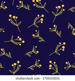 Herbs Seamless Repeat Pattern Yellow and Black