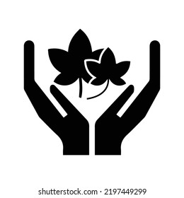Herbs spa essentials hand icon | Black Vector illustration |