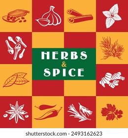 Herbs and Spice vector hand made drawing objects  for kitchen cooking chart