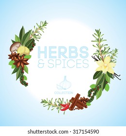 herbs and spices border frame