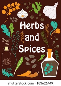 herbs and spices card design. vector illustration