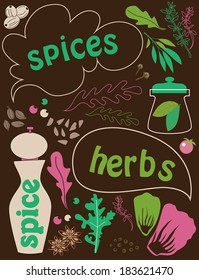herbs and spices card design. vector illustration