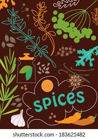 herbs and spices card design. vector illustration