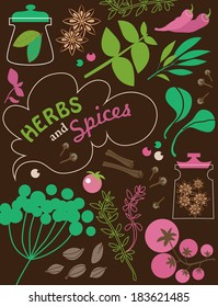 herbs and spices card design. vector illustration