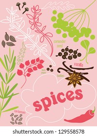 herbs and spices card. vector illustration