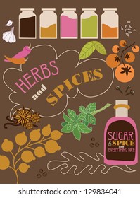 herbs and spices card. vector illustration
