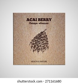 Herbs and Spices Collection - Acai Berry.  Hand-sketched herbal element on cardboard background. Suitable for ads, signboards, packaging and identity designs