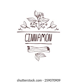 Herbs and Spices Collection - Cinnamon. Handdrawn Vignette. Suitable for ads, signboards, packaging and identity designs