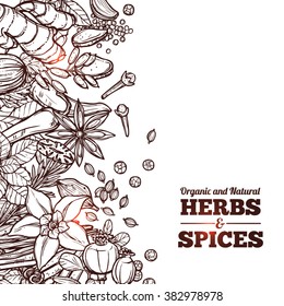 Herbs And Spices Monochrome Background