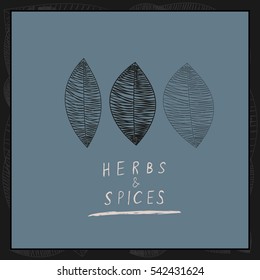 Herbs and Spices on a blue background