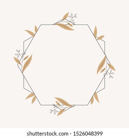 Herbs vector frame. Floral frame
