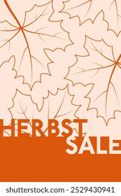 Herbst Sale - texto em língua alemã - Autumn Sale. Cartaz de vendas com folhas de bordo.