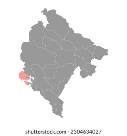 Herceg Novi municipality map, administrative subdivision of Montenegro. Vector illustration.