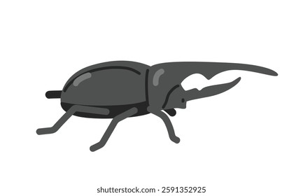 Hercules beetle cartoon clipart. Cute Hercules beetle (Dynastes hercules) vector illustration. Animal in flat style. Insects and anthropods concept isolated on white background