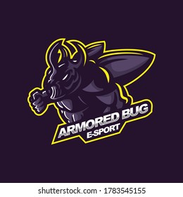 hercules beetle logo for e-sport gaming mascot logo