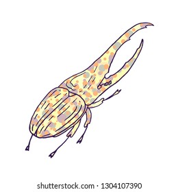 hercules beetle vector doodle sketch isolated on white backgroun
