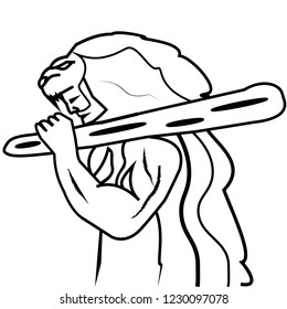 Hercules black and white vector illustration