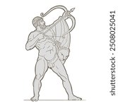 Hercules with bow longbow arrow, Muscular Myth Greek Archer Warrior