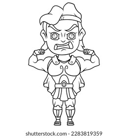 Hercules chibi mascot line art