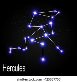 Hercules Constellation with Beautiful Bright Stars on the Background of Cosmic Sky Vector Illustration EPS10