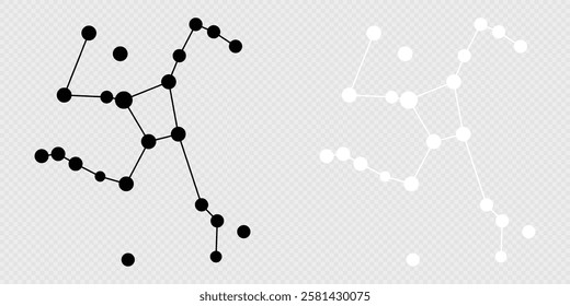 Hercules constellation map set. Vector illustration.