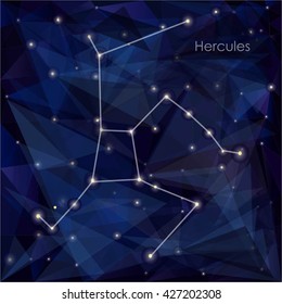 Hercules constellation in night sky, background is a triangulation.