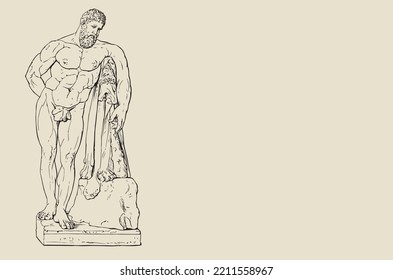 Hercules, Farnese Hercules, Roman marble statue based on an original by Lysippos, 216 AD