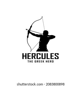 Hercules Heracles and Bow Longbow Arrow  Muscular Myth Greek Archer Warrior Silhouette Logo design
