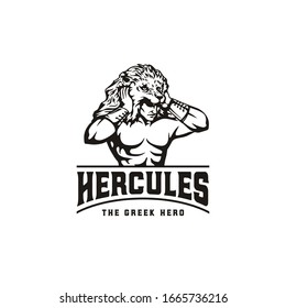 Hercules Heracles Lion Headdress  Muscular Myth Greek Warrior Logo design