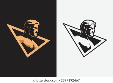 Hercules Heracles , Muscular Myth Greek Warrior Logo design illustration	