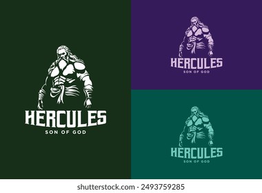 Hercules Heracles , Muscular Myth Greek Warrior Logo design	