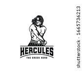 Hercules Heracles Taking Out a Sword, Muscular Myth Greek Warrior Ready to Battle Fight War Logo Design