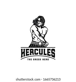 Hercules Heracles Taking Out a Sword, Muscular Myth Greek Warrior Ready to Battle Fight War Logo Design