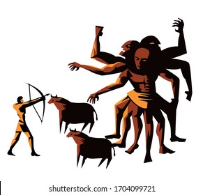 hercules labors with cattle of geryon monster greek titan