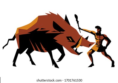 hercules mythology labors taming the giant wild boar