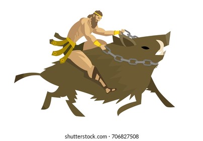hercules mythology labors taming the giant wild pig