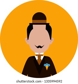 Hercules Poirot. Old detective. Vector illustration