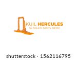 Hercules temple logo design template. Temple of Hercules of the Amman Citadel complex (Jabal al-Qal