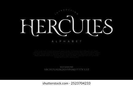 Hércules tipografia beleza moda elegante minimalista serif italic fontes decorativo casamento vintage retro logos. Logotipo de fonte de luxo mínimo alfabeto. Ilustração vetorial