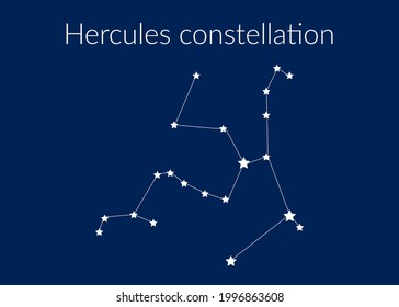 Hercules zodiac constellation sign with stars on blue background of cosmic sky. Vector illustration