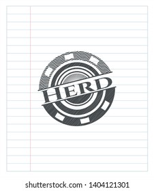 Herd emblem drawn in pencil. Vector Illustration. Detailed.