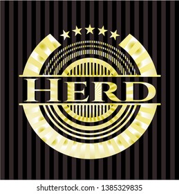 Herd gold badge or emblem. Vector Illustration. Detailed.