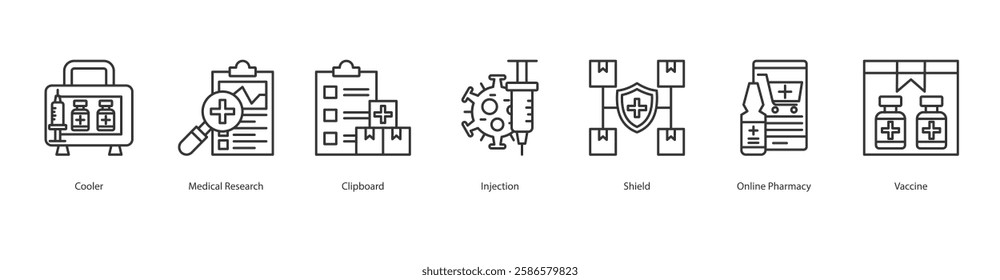 Herd Immunity Icon Sheet Cooler, Medical Research, Clipboard, Injection, Shield, Online Pharmacy, Vaccine